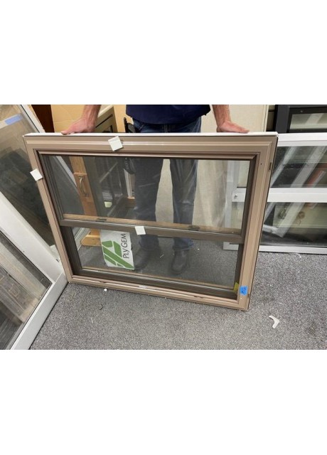 #12 - Vinyl Double Hung Window - Light Brown - 47-7/8" x 39"
